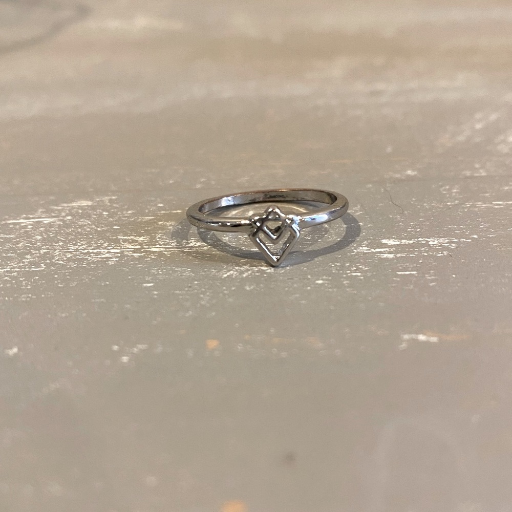 Silver Plated Simple Heart Ring Size 7